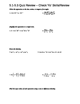 Trig Identities and Proofs Worksheet by Amy Query | TpT