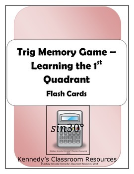 Preview of Trig Memory Game - Learning the 1st Quadrant