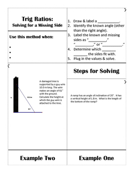Preview of Trig Ratios| Finding a Missing Side Flipbook Notes