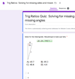 Trig Ratios Quiz: Solving for Missing Sides and Angles (Se