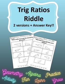 Preview of Trig Ratios Riddle Activity