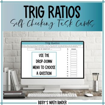 Preview of Trig Ratios Self Checking Digital Task Cards Activity