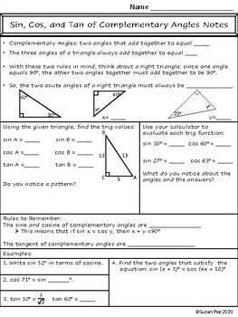 Trigonometric Ratios of Complementary Angles: Trignometry