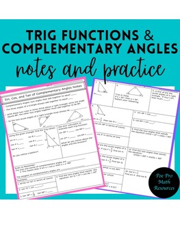 Preview of Trig Ratios of Complementary Angles Guided Notes and Practice Worksheet