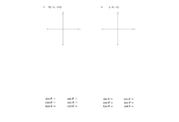 Preview of Trig Ratios on the Coordinate Plane with Answer Key