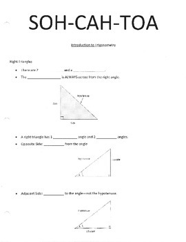 Preview of Trig (SOH CAH TOA) Guided Notes and Answer Key
