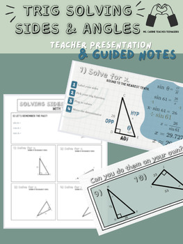 Preview of Trig Solving Sides and Angles (presentation lesson & guided notes)