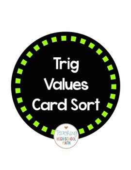 Preview of Trig Unit Circle Special Values Card Sort