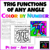 Trig Functions of Any Angle Color by Number Pi Day  - Any Day