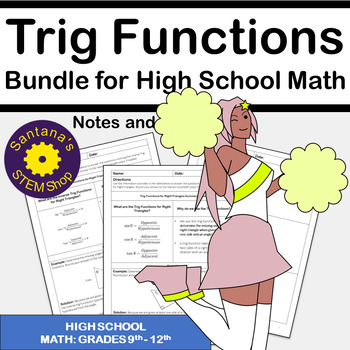 Preview of Trig and Inverse Trig Functions for Right Triangles Bundle for High School Math