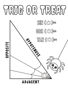 Preview of Trig-Or-Treat: Spooky SOHCAHTOA Math Worksheet Colouring Page Doodle Note Poster