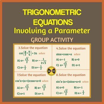 Trigonometric Equations Group Activity Equations Keys By Niki Math