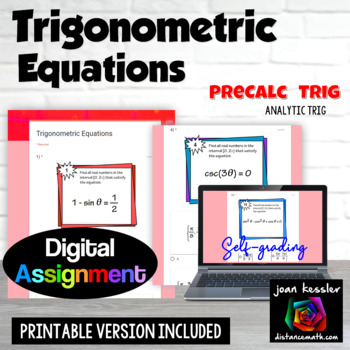 Preview of Trig Equations Digital Task Cards plus Printable