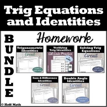 Preview of Trigonometric Equations and Identities HOMEWORK BUNDLE