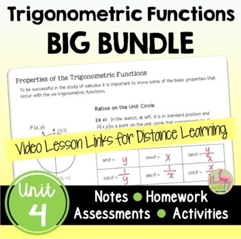 Preview of Trigonometric Functions BIG Bundle with Lesson Videos (Unit 4)
