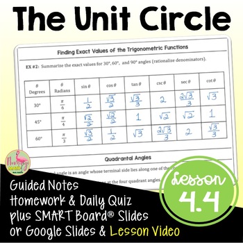 Preview of The Unit Circle with Lesson Video (Unit 4)