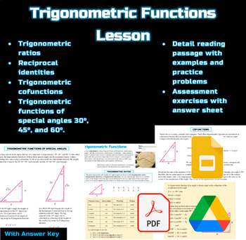 Preview of Trigonometric Functions Trigonometry Lesson :Google Slides :Digital