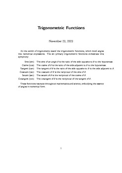 Preview of Trigonometric Functions: Theory and applications