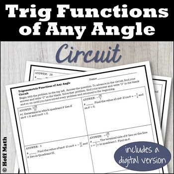 Preview of Trigonometric Functions of Any Angle CIRCUIT | DIGITAL and PRINT