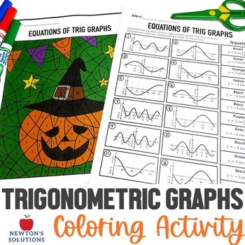 Preview of Trigonometric Graphs and Equations Color by Number Halloween Activity