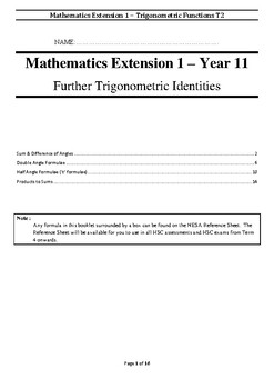Preview of Trigonometric Identities - Booklet - Mathematics Extension 1