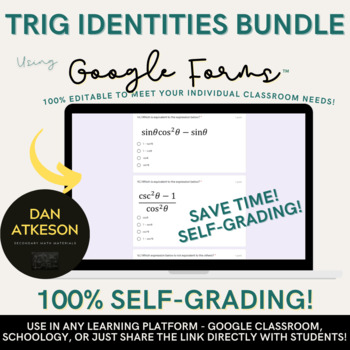 Preview of Trigonometric Identities Google™ Forms｜ 8 Assessment BUNDLE