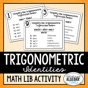 Preview of Trigonometric Identities | Math Lib Activity
