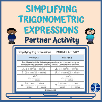 Preview of Trigonometric Identities-Simplifying Trig Expressions-Partner Activity+solutions