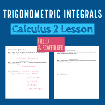 Preview of Trigonometric Integral ( Scaffold +Filled Notes) Calculus Integration Technique