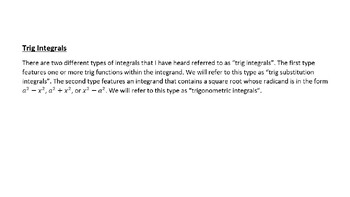 Preview of Trigonometric Integrals (Powerpoint)