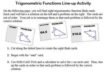 Preview of Trigonometric Line-up Activity