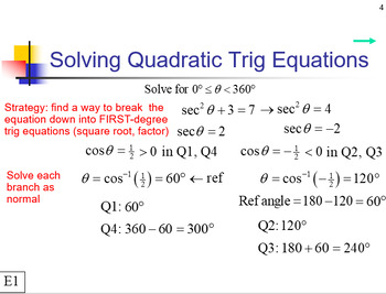 Preview of Trigonometric Quadratic Equations