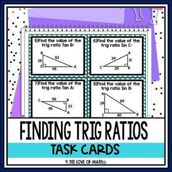 Preview of Trigonometric Ratios: 24 Task Cards