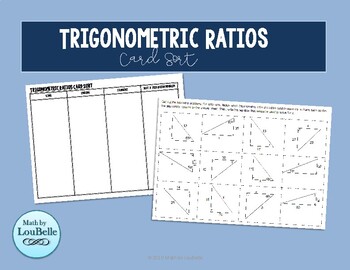 Preview of Trigonometric Ratios Card Sort