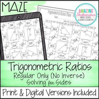 Preview of Trigonometric Ratios (Sine, Cosine & Tangent ) Maze - Solving for Sides