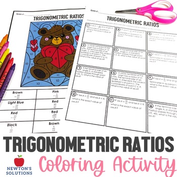 Preview of Trigonometric Ratios in All Quadrants Color by Number Valentine's Day Activity