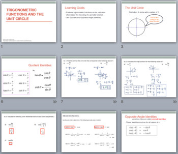 Preview of Trigonometric Ratios on the Unit Circle Unit - PowerPoints & Student Notes