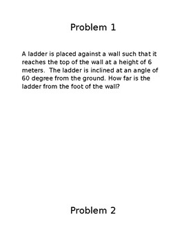 Preview of Trigonometric Ratios word problems project