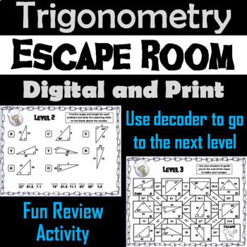 Preview of Angles and Length of Right Triangles Activity: Escape Room Trigonometry Game