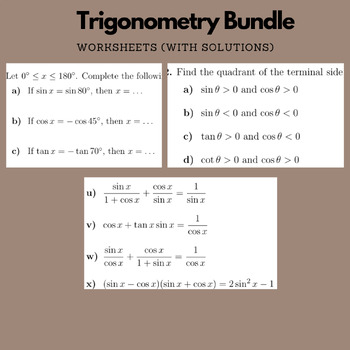 Preview of Trigonometry Bundle