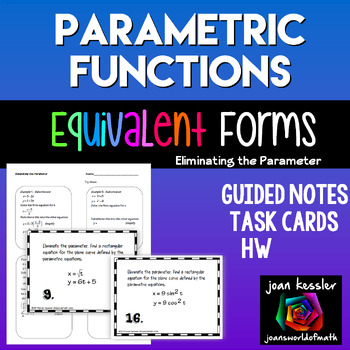 Preview of Parametric Functions Task Cards Guided Notes HW