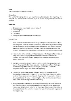Preview of Trigonometry - Catapult Project