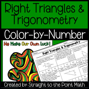 Preview of Right Triangles & Trigonometry | Color by Number | St. Patrick's Activity