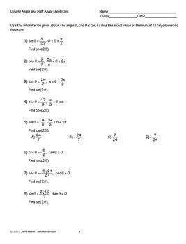 unit 12 trigonometry homework 13 double and half angle identities