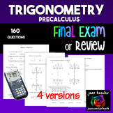 Trigonometry Final Exam or Practice Tests 160 questions