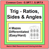TRIGONOMETRY RATIOS, SIDES, AND ANGLES (5 MAZES) GOOGLE SLIDES OR PDF's