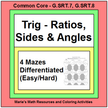 Preview of TRIGONOMETRY RATIOS, SIDES, AND ANGLES (5 MAZES) GOOGLE SLIDES OR PDF's