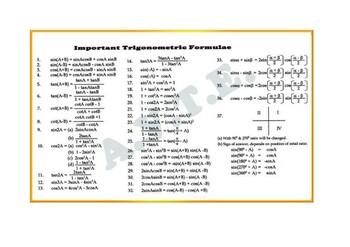 Preview of Trigonometry Formulas