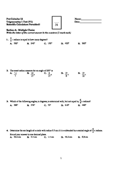 Preview of Pre-Calculus 12: Trigonometry Functions & Equations Test 1&2-with FULL SOLUTIONS