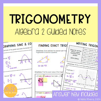 Preview of Trigonometry Guided Notes Bundle | Algebra 2 | Pre Calculus | No Prep